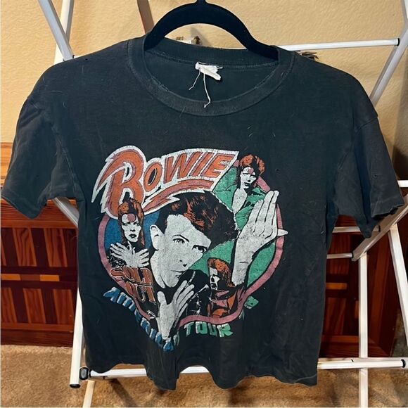 MadeWorn David Bowie American Tour 1978 Crop T-Shirt sz S - Picture 1 of 2